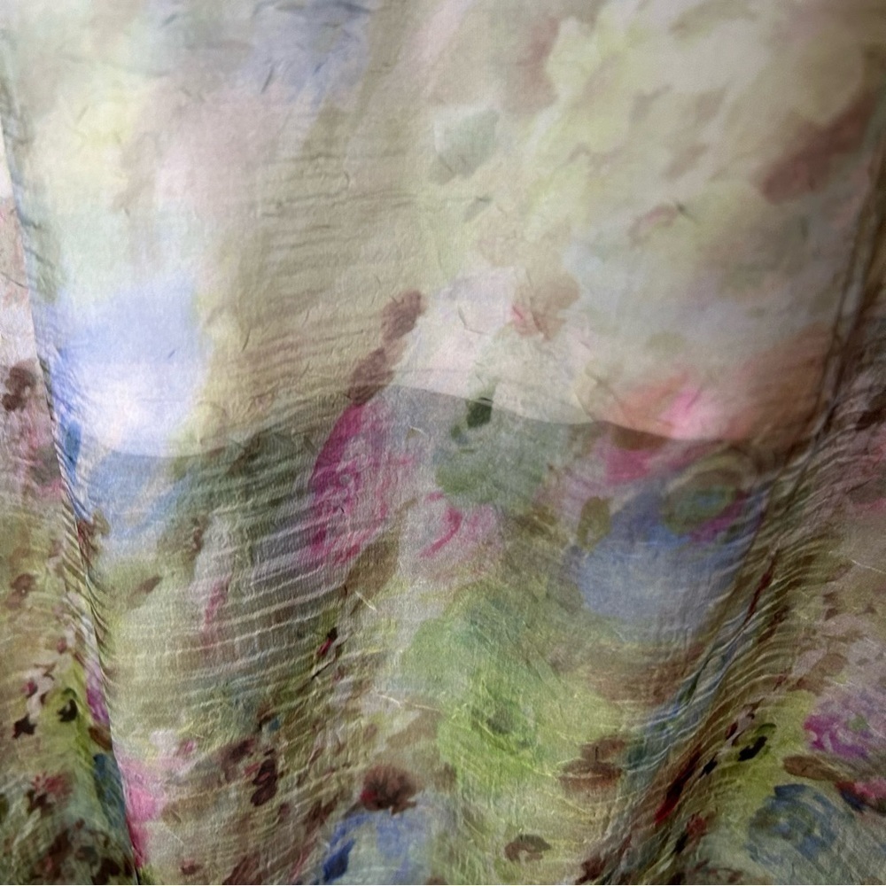 Charming Charlie Watercolor Chiffon Dress Size Large Artsy Boho - Picture 10 of 13